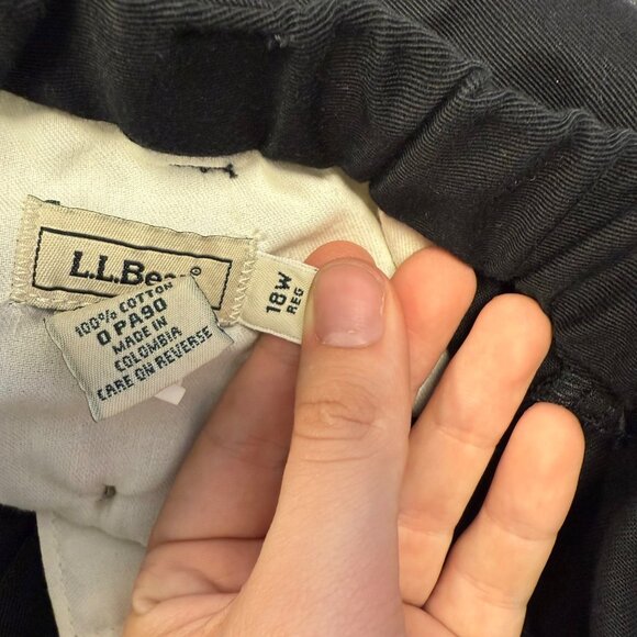L.L.Bean Womens Black Cotton Dress Pants Size 18W Elastic Waist Pleated - Picture 4 of 10